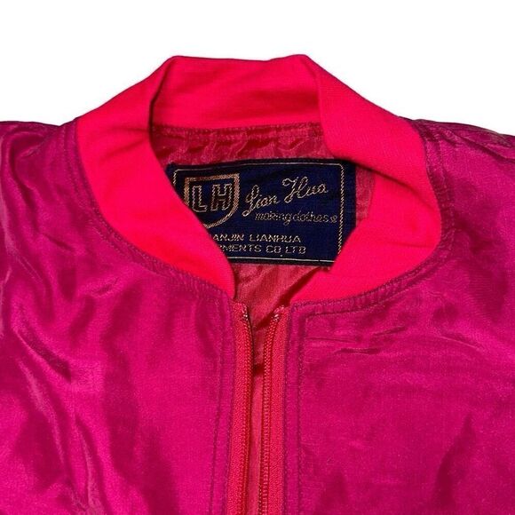 Vintage silk bomber windbreaker jacket men’s sz Med pink full zip - Picture 2 of 8